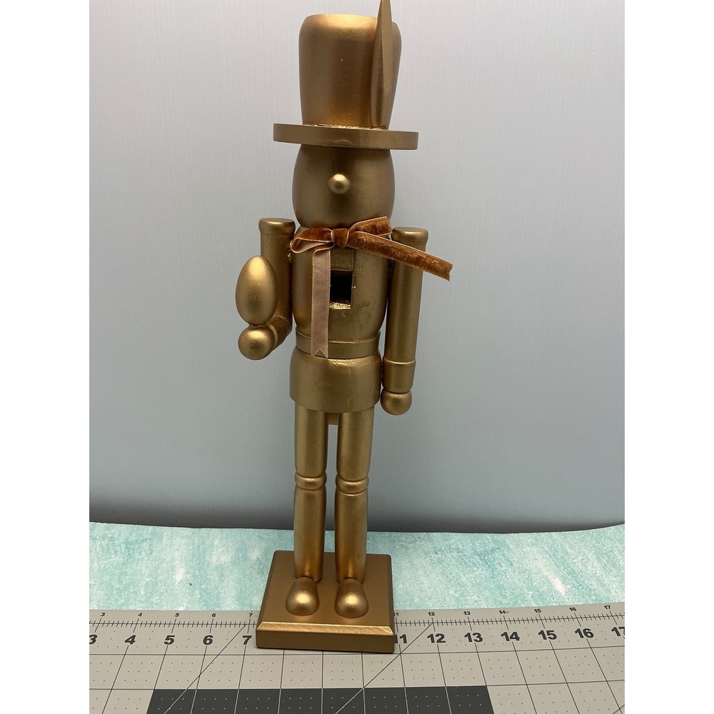Gold Metallic Wooden Nutcracker 15 Inch Christmas Holiday Decor Soldier Figure‎
